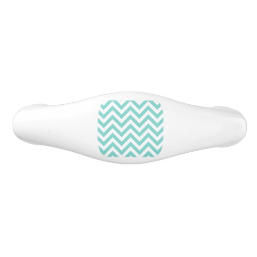 Turquoise Aqua White Large Chevron ZigZag Pattern Keramische Ladegreep (Voorkant)