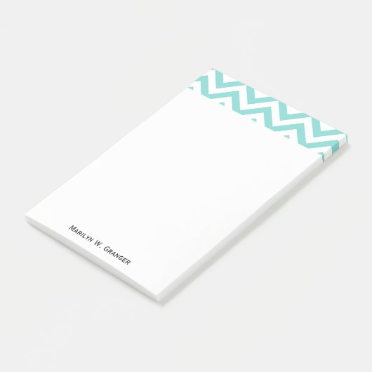 Turquoise Aqua White Large Chevron ZigZag Pattern Post-it® Notes (Schuin)