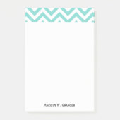 Turquoise Aqua White Large Chevron ZigZag Pattern Post-it® Notes (Voorkant)