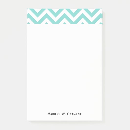 Turquoise Aqua White Large Chevron ZigZag Pattern Post-it® Notes (Voorkant)