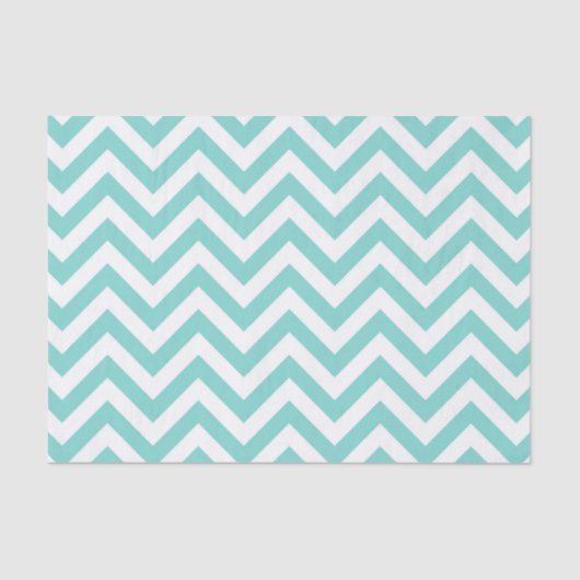 Turquoise Aqua White Large Chevron ZigZag Pattern Tissuepapier (Voorkant)