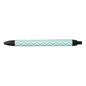 Turquoise Aqua White Large Chevron ZigZag Pattern Zwarte Inkt Pen (Voorkant)