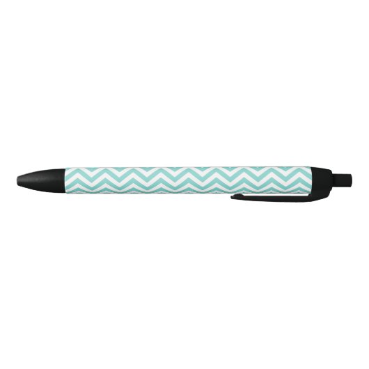 Turquoise Aqua White Large Chevron ZigZag Pattern Zwarte Inkt Pen (Bodem)