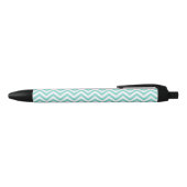 Turquoise Aqua White Large Chevron ZigZag Pattern Zwarte Inkt Pen (Bovenkant)