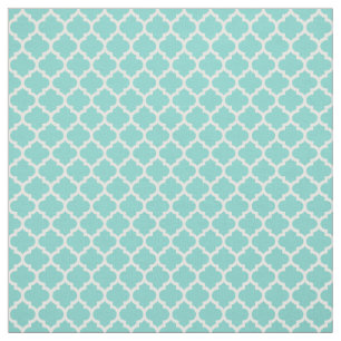 Turquoise Aqua, White Moroccan Quatrefoil #5 Sz3 Stof