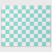 Turquoise Aqua White XL Checker Board Patroon Cadeaupapier (Vlak)