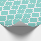 Turquoise Aqua White XL Moroccan Quatrefoil #4 Cadeaupapier (Hoek)
