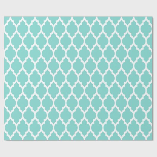 Turquoise Aqua White XL Moroccan Quatrefoil #4 Cadeaupapier (Vlak)
