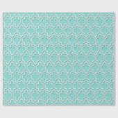 Turquoise Aqua White XL Moroccan Quatrefoil #7DS Cadeaupapier (Vlak)