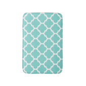 Turquoise Aqua Wht Moroccan Quatrefoil Pattern #5 Badmat (Voorkant Verticaal)