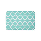 Turquoise Aqua Wht Moroccan Quatrefoil Pattern #5 Badmat (Voorkant)