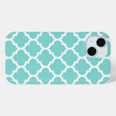 Turquoise Aqua Wht Moroccan Quatrefoil Pattern #5 Case-Mate iPhone Case (Achterkant (horizontaal))