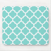 Turquoise Aqua Wht Moroccan Quatrefoil Pattern #5 Muismat (Voorkant)