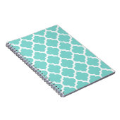 Turquoise Aqua Wht Moroccan Quatrefoil Pattern #5 Notitieboek (Rechterzijde)