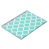 Turquoise Aqua Wht Moroccan Quatrefoil Pattern #5 Notitieboek (Linkerzijde)