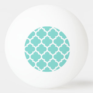 Turquoise Aqua Wht Moroccan Quatrefoil Pattern #5 Pingpongbal