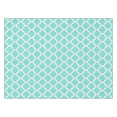 Turquoise Aqua Wht Moroccan Quatrefoil Pattern #5 Tafelkleed (Voorkant (Horizontaal))