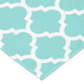 Turquoise Aqua Wht Moroccan Quatrefoil Pattern #5 Tafelkleed (Gekanteld)