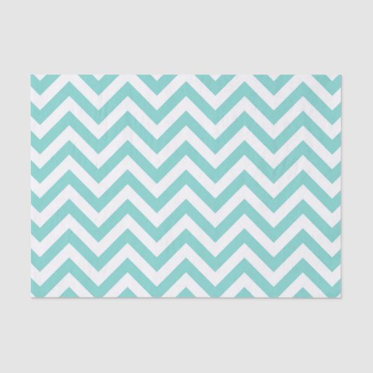 Turquoise Aqua Wit Groot Chevron ZigZag Patroon Tissuepapier (Voorkant)