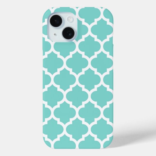 Turquoise Aqua Wit Marokkaans Quatrefoil Patroon # Case-Mate iPhone Case (Achterkant)