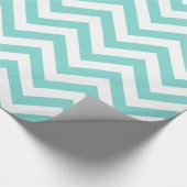 Turquoise Aqua Wit XL Chevron ZigZag Patroon Cadeaupapier (Hoek)
