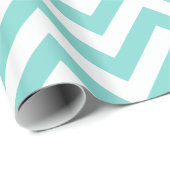 Turquoise Aqua Wit XL Chevron ZigZag Patroon Cadeaupapier (Rol Hoek)