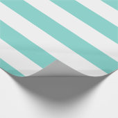 Turquoise Aqua, Wit XL Strepenpatroon Cadeaupapier (Hoek)