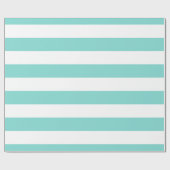 Turquoise Aqua, Wit XL Strepenpatroon Cadeaupapier (Vlak)