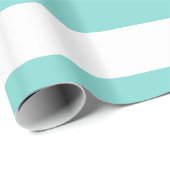 Turquoise Aqua, Wit XL Strepenpatroon Cadeaupapier (Rol Hoek)