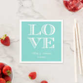 Turquoise Aqua, Witte LOVE Servetten (Insitu)