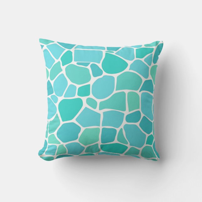 Turquoise Aqua Zee Glas Mozaïek Patroon Kussen (Voorkant)