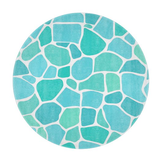 Turquoise Aqua Zee Glas Mozaïek Patroon Snijplank (Voorkant)