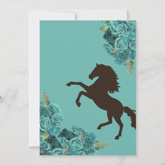 Turquoise Aquamarijn Western Charra Quinceañera Kaart (Achterkant)