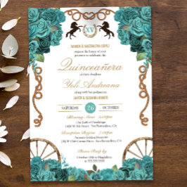 Turquoise Aquamarijn Western Charra Quinceañera Kaart