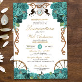 Turquoise Aquamarijn Western Charra Quinceañera Kaart