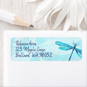 Turquoise, Aquamarine Dragonfly Address Label