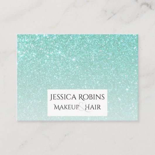 Turquoise Aquamarine Glitter Gradiënt Visitekaartje (Voorkant)