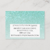 Turquoise Aquamarine Glitter Gradiënt Visitekaartje (Achterkant)