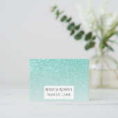 Turquoise Aquamarine Glitter Gradiënt Visitekaartje (Staand voorkant)