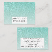 Turquoise Aquamarine Glitter Gradiënt Visitekaartje (Voorkant / Achterkant)