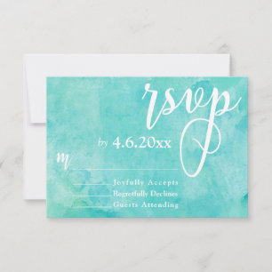 Turquoise Aquarel Elegante Typografie RSVP Kaartje