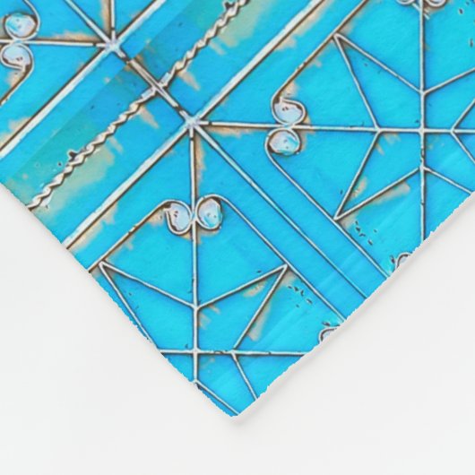 Turquoise Arabian Metal Deurpatroon Fleece Deken (Hoek)