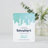 Turquoise Arabian Nights Waterverf Quinceañera Briefkaart (Staand voorkant)