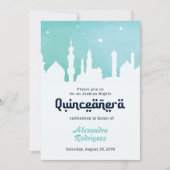 Turquoise Arabian Nights Waterverf Quinceañera Kaart (Voorkant)
