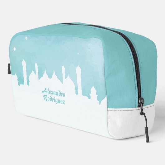 Turquoise Arabische nachten Waterverf Toilettasje (Rechterhoek)