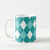 Turquoise argyle pattern koffiemok (Links)