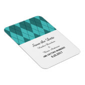 Turquoise Argyle Save the Date Flexi Magnet Magneet (Rechterzijde)