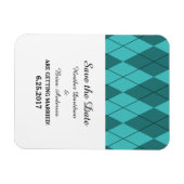 Turquoise Argyle Save the Date Flexi Magnet Magneet (Horizontaal)