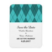 Turquoise Argyle Save the Date Flexi Magnet Magneet (Verticaal)