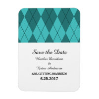 Turquoise Argyle Save the Date Flexi Magnet